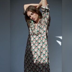 ZARA Geometric Print Midi Dress Small
